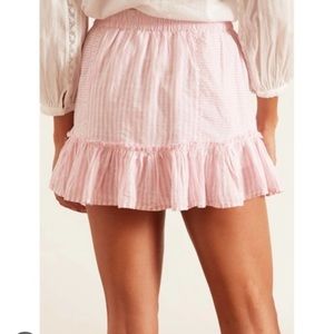 LoveShackFancy Geanie Mini Skirt - Pink Papershell, size large